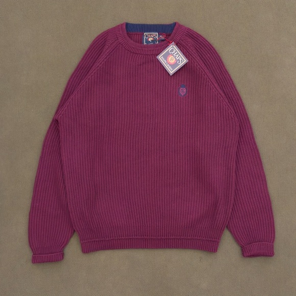 NWT Vintage 90s Chaps Ralph Lauren Cotton Mulberry Sweater - Picture 1 of 11